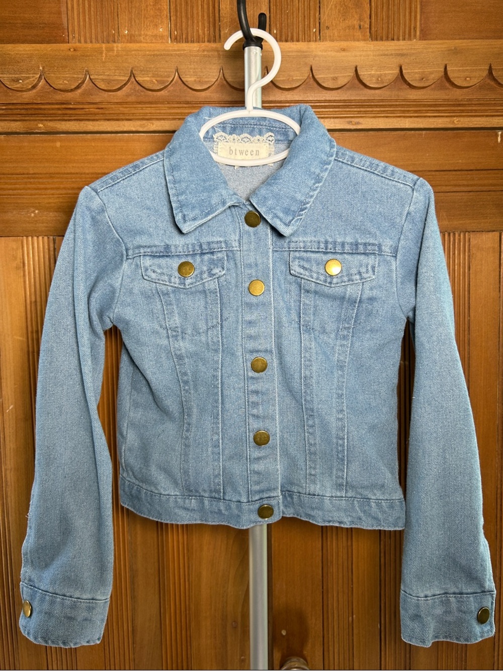 btween Light Blue Denim Jacket with Brass Buttons